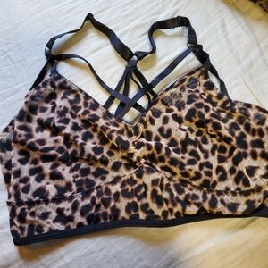 Leopard Print Strappy Bralette - Brown & Black